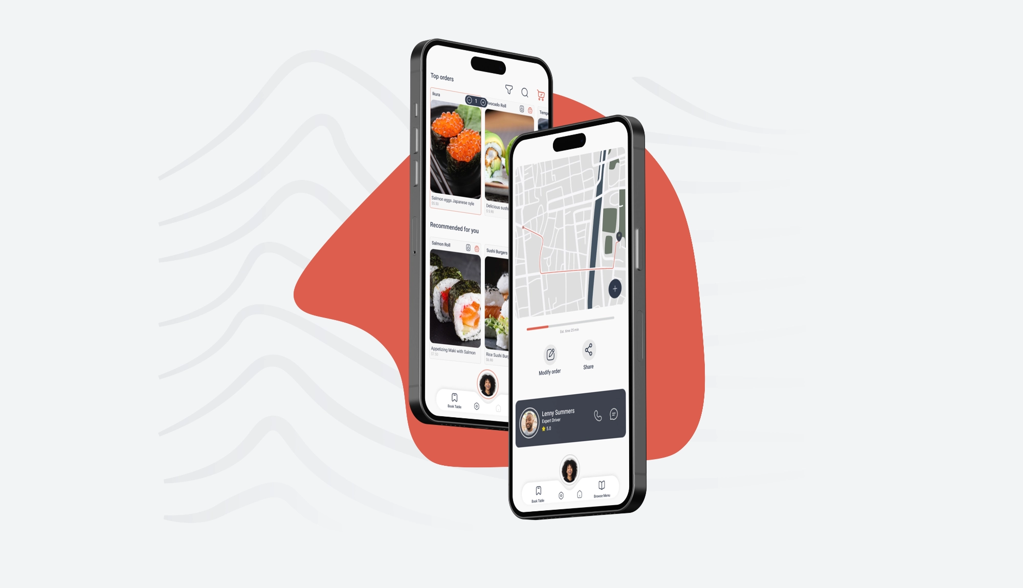 Sushi restaurant app mockups