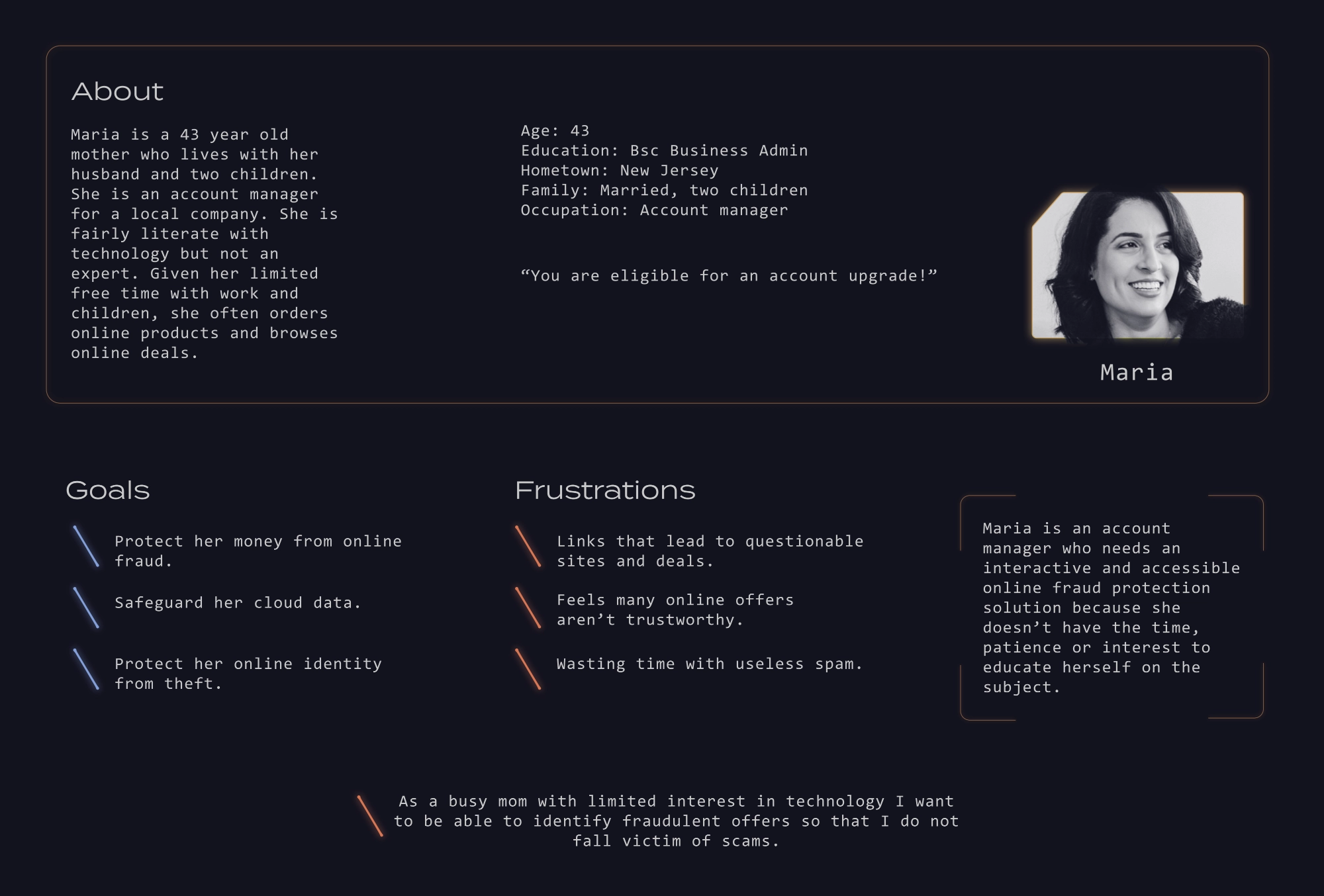 Phishing identification app persona