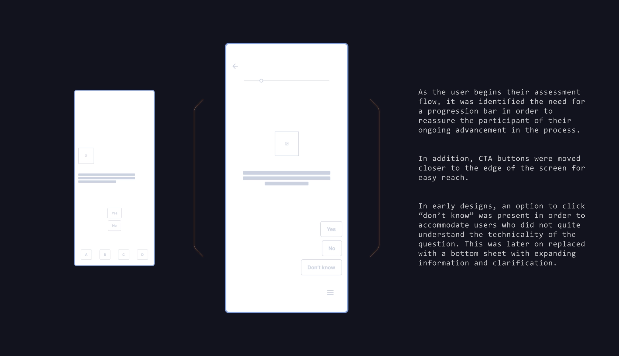 Phishing identification app wireframes