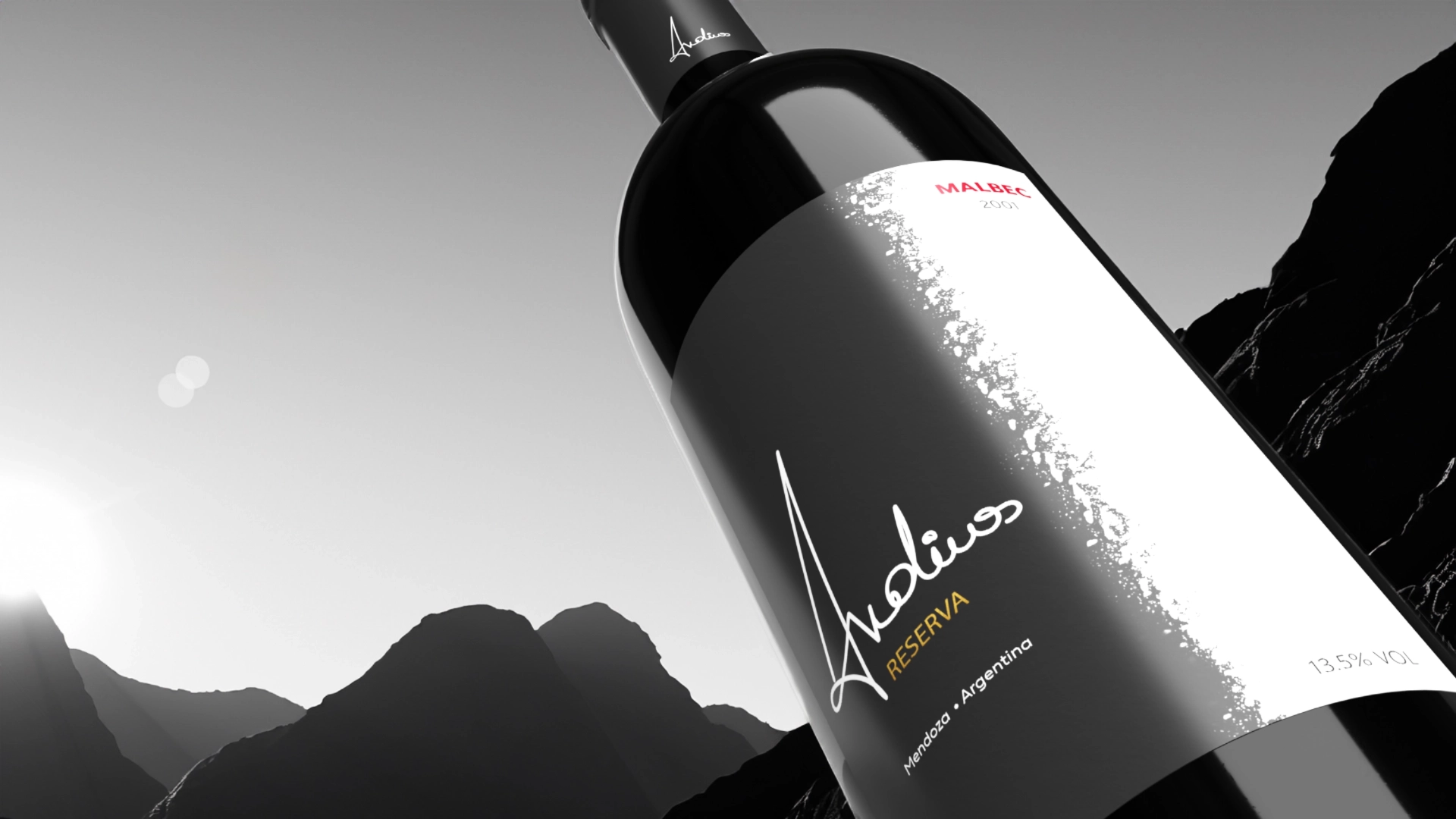 Andinos Malbec wine bottle mock-up