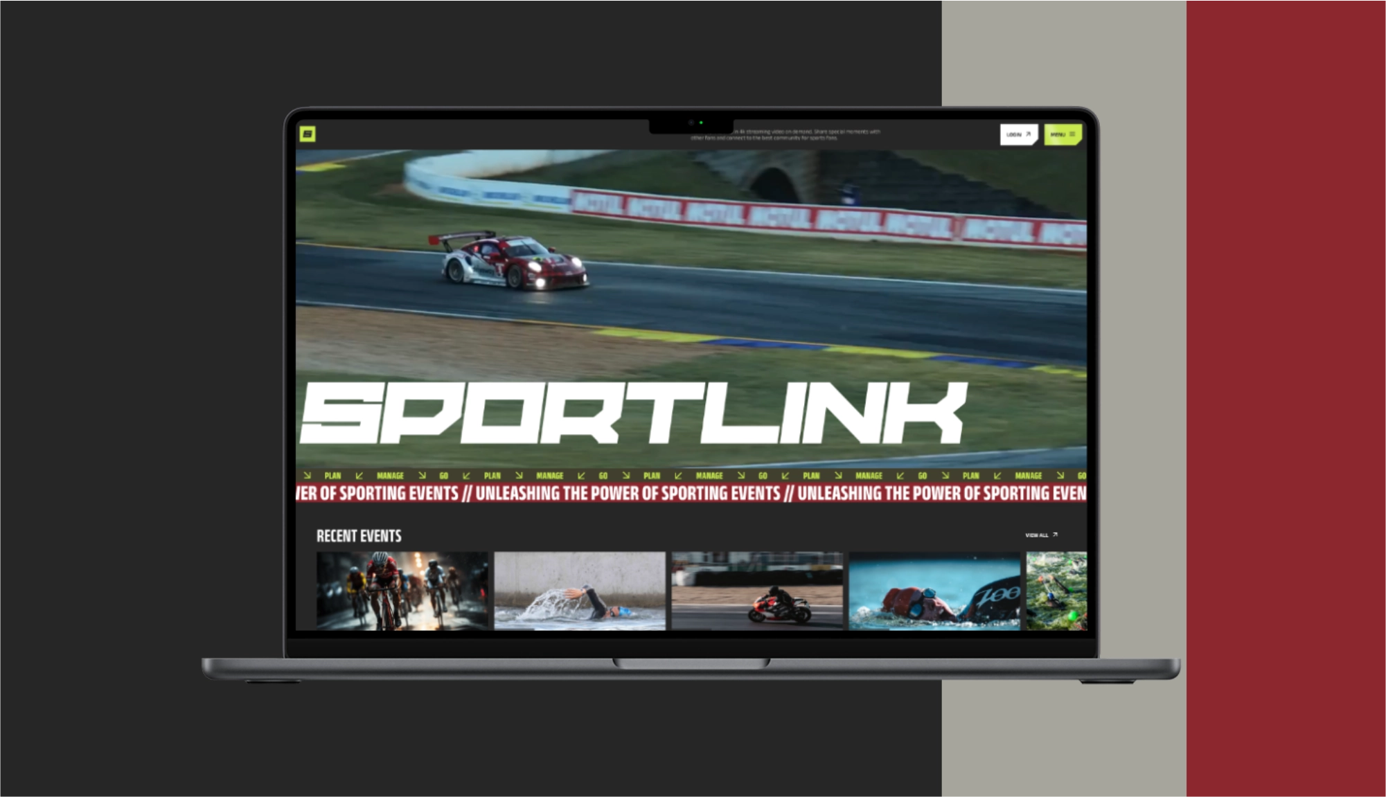 Sportlink home-screen mock-up