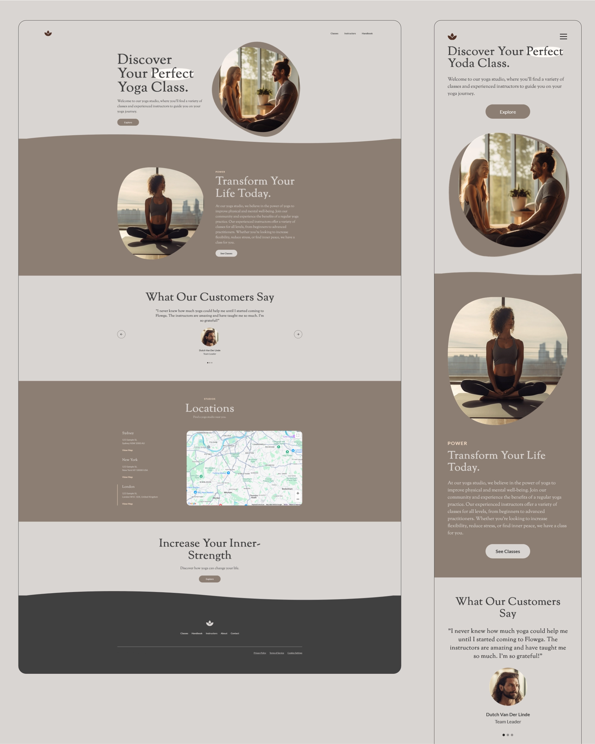 Yoga Academy home-screen mock-ups