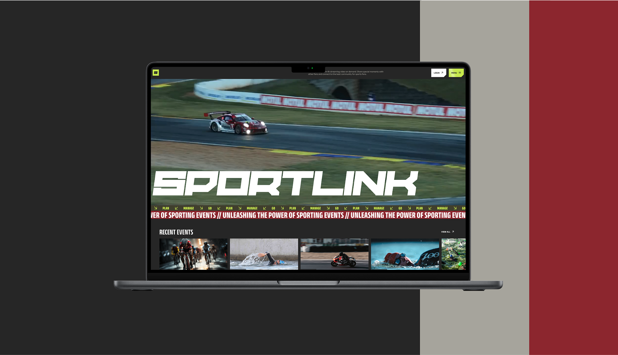 Mockup of the Sportlink homepage